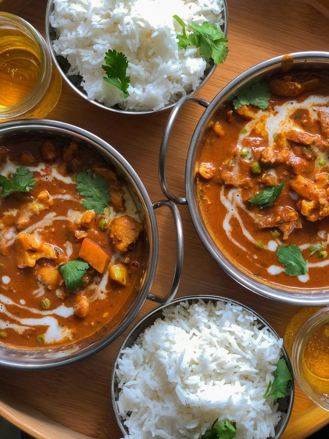 Indian catering spread of curries and basmati rice from Leduc Meat & Grill, serving Leduc, Nisku and Beaumont